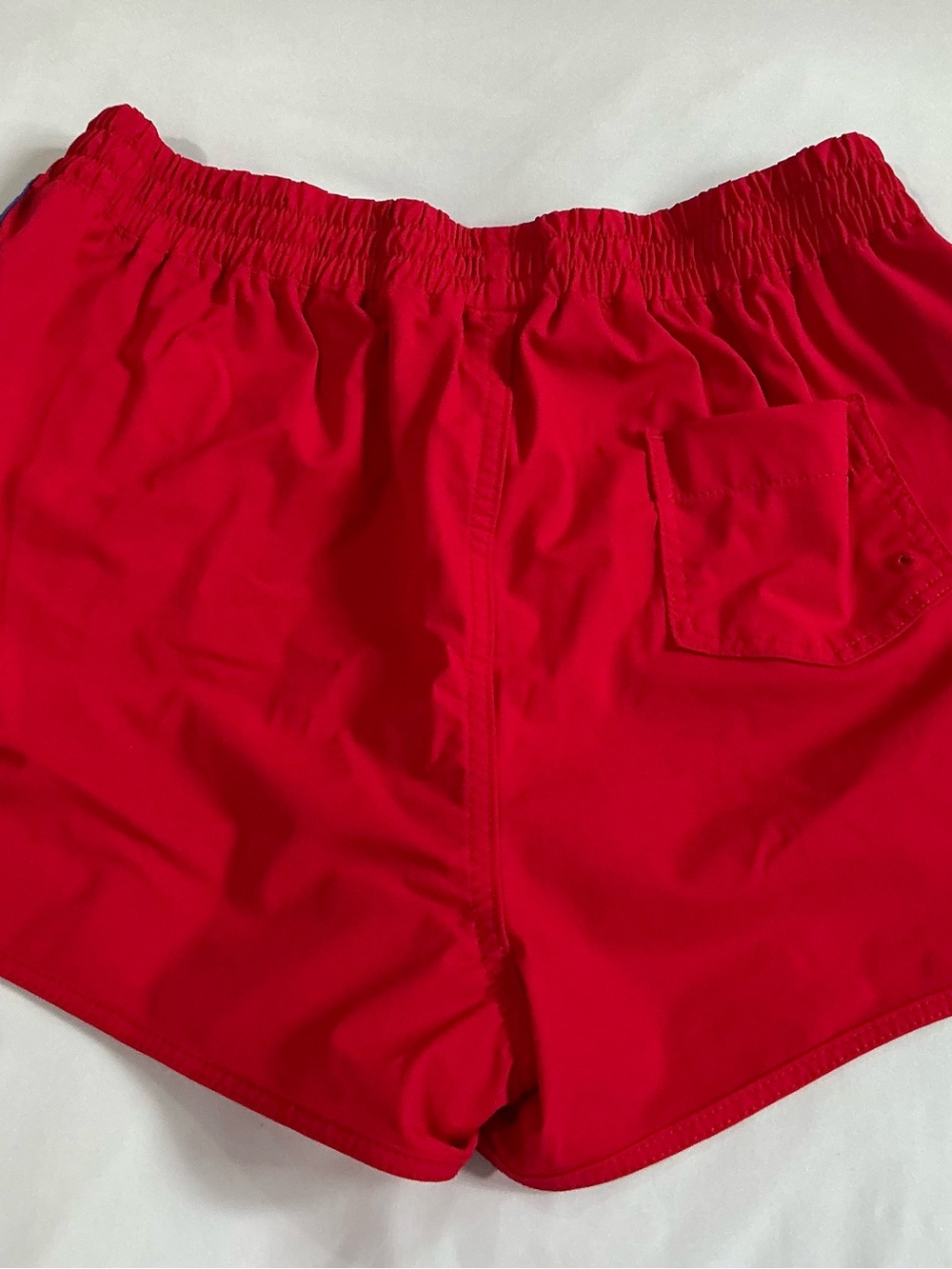 Aviator Nation Red Women's Athletic Shorts with Rainbow Side Stripes - Picture 2 of 3